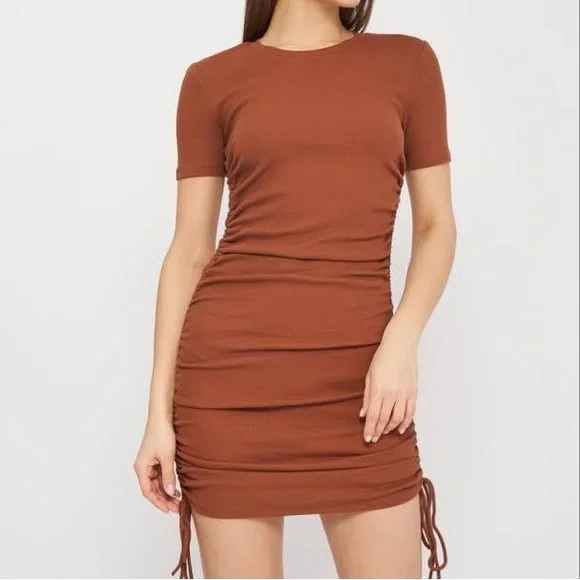 ruched ribbed dress zara Zara Ruched Ribbed Dress
